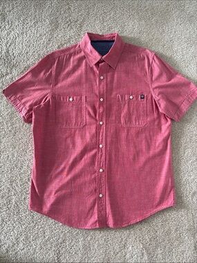 Chaps Men's Short-Sleeve Button-Down Shirt in Coral Red